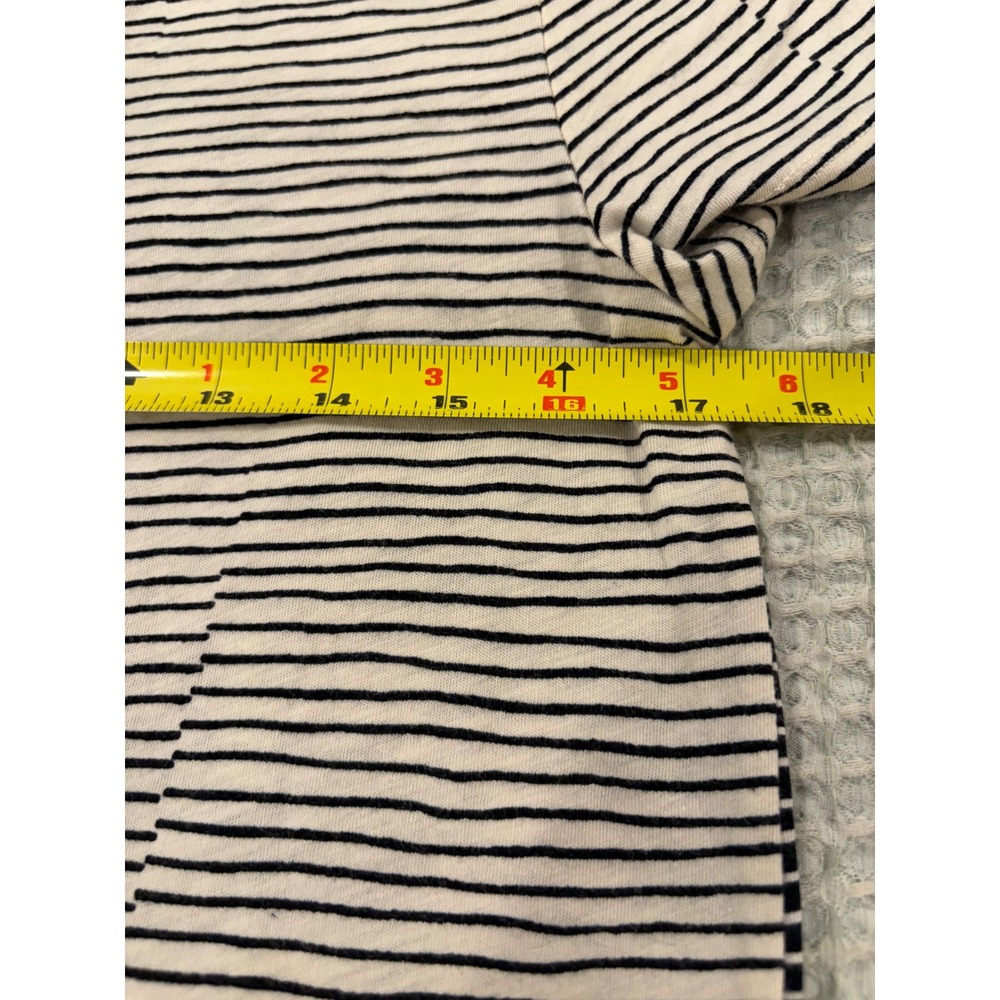 Athleta Womens Striped Short Sleeve T-Shirt Black Cream Cotton Crew Neck Small - Picture 4 of 6